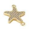 Brass Micro Pave Clear Cubic Zirconia Connector Charms KK-C086-14G-01-2