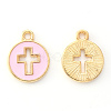Light Gold Plated Alloy Enamel Pendants ENAM-R136-18B-2