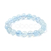 Natural Aquamarine Round Bead Stretch Bracelets for Men Women BJEW-U034-01B-01-4