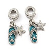 Rack Plating Alloy Enamel Slippers & Starfish European Dangle Charms FIND-B034-02P-1