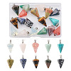 Fashewelry 20Pcs 10 Styles Natural & Synthetic Mixed Gemstone Pendants G-FW0001-36-10