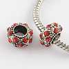 Rondelle Antique Silver Plated Metal Alloy Rhinestone European Beads ALRI-Q228-12-2