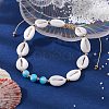 Adjustable Acrylic Shell Shape Braided Bead Anklets AJEW-AN00571-2