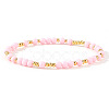 Acrylic & Brass Round Beaded Stretch Bracelets for Women QH9585-1-1