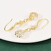 Brass Micro Pave Clear Cubic Zirconia Heart Dangle Earrings EJEW-C156-02G-2