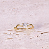 Teardrop 304 Stainless Steel with Clear Cubic Zirconia Finger Rings for Women FS-WG6614B-02-2