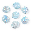 UV Plating Opaque Rainbow Iridescent Acrylic Beads OACR-T027-01-B02-1