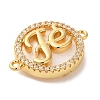Rack Plating Brass Micro Pave Clear Cubic Zirconia Fe Connector Charms X-KK-L220-003G-02-2