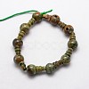 Natural Rhyolite Jasper 3-Hole Guru Bead Strands G-K149-09-1