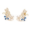 Cat and Flower Cubic Zirconia Stud Earrings EJEW-I263-02G-2