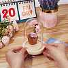 1 Set Glass Cloche Bell Jar Terrarium with 1Pc Handmade Knitting Crochet Artificial Plum Bossom Potted DJEW-WR0001-01C-6