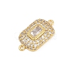 Brass Micro Pave Cubic Zirconia Connector Charms CU-CBAAB9C-01G-02-2