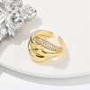 Rack Plating Brass Micro Pave Clear Cubic Zirconia Cuff Finger Rings for Women RJEW-M028-54G-5