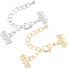4Pcs 2 Colors Brass Micro Pave Clear Cubic Zirconia Ends with Chains FIND-BBC0005-22A-1