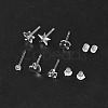 60Pcs 6 Style Star & Shamrock & Bell & Flower & Butterfly & Heart Resin Stud Earring Findings FIND-FS0001-96-1
