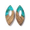 Transparent Resin & Walnut Wood Pendants RESI-N025-047A-02-1