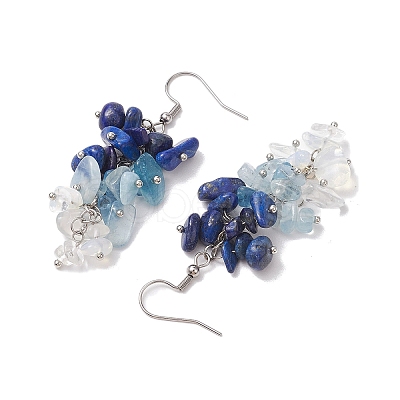 Natural Lapis Lazuli Earrings EJEW-TA00462-03-1