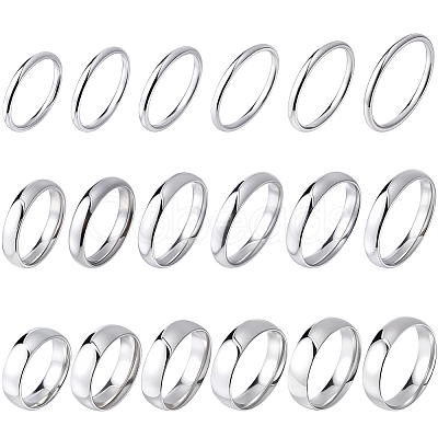 18Pcs 18 Styles 201 Stainless Steel Finger Rings RJEW-SC0001-37P-1