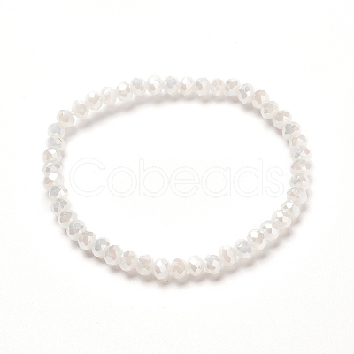 Faceted Glass Rondelle Beads Stretch Bracelet for Kid BJEW-JB06807-14-1