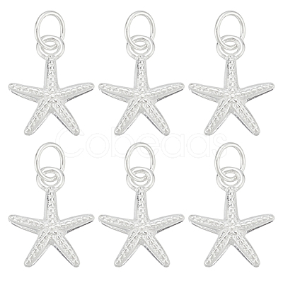 6Pcs 925 Sterling Silver Starfish Charms FIND-HY0004-20-1
