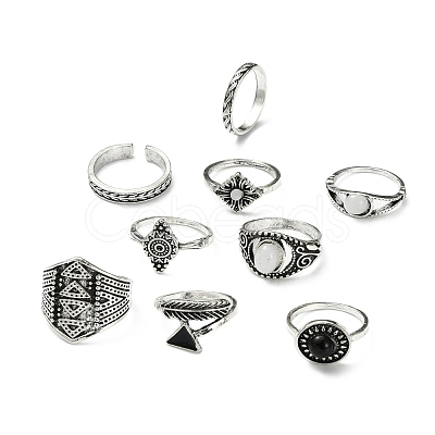 Zinc Alloy Finger Rings Sets RJEW-L101-03AS-1