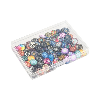 100Pcs Printed Glass Half Round Dome Cabochons GGLA-FS0001-13-1