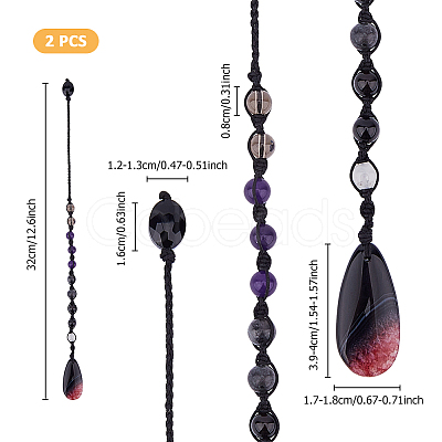 2Pcs Gemstone & Glass Dowsing Pendulums PALLOY-FI00004-1