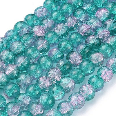 Crackle Glass Beads Strands X-CCG-Q002-8mm-06-1
