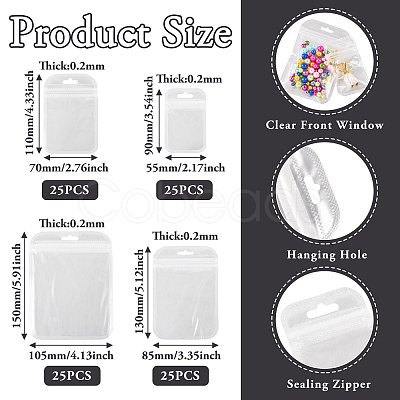 100Pcs 4 Styles Transparent Plastic Resealable Packaging Bags OPP-TA0001-03-1