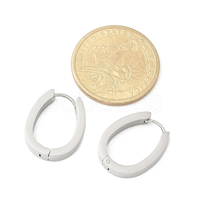 304 Stainless Steel Oval Hoop Earrings for Women EJEW-C096-66P-1