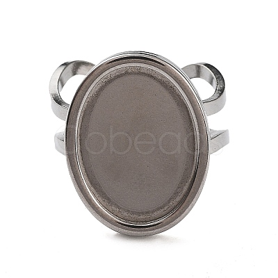 Non-Tarnish 304 Stainless Steel Cuff Pad Ring Settings STAS-M333-02B-P-1