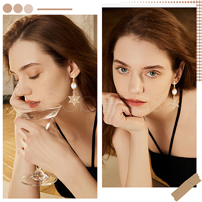 10Pcs Star Shape Brass Cubic Zirconia Stud Earring Findings KK-BBC0012-69-1
