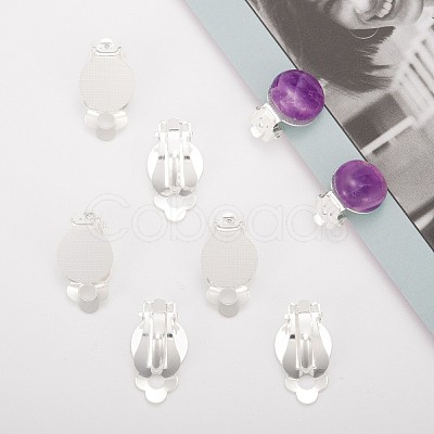 Brass Blank Base Clip-on Earring Cabochon Setting X-KK-M019-03S-1