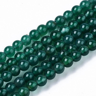 Natural Green Onyx Agate Beads Strands X-G-S359-233-1