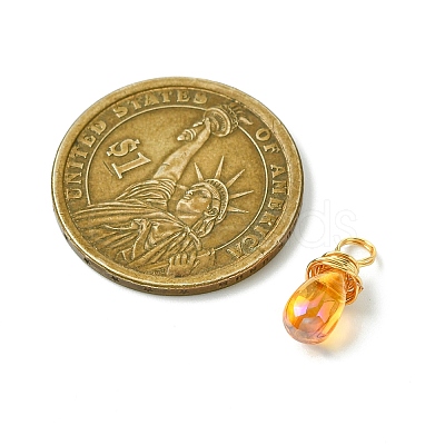 Wire Wrapped Electroplate Glass Pendant PALLOY-JF02469-1