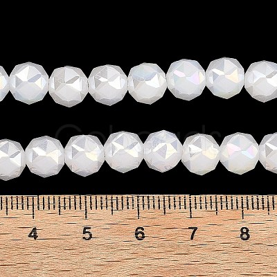 Electroplate Transparent Glass Beads Strands GLAA-H040-01I-1