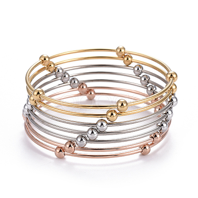Fashion 201 Stainless Steel Bangle Sets BJEW-L664-023C-M-1-1