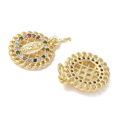 Holy Virgin Theme Brass Cubic Zirconia Charms KK-L253-32G-01-1