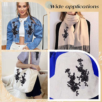 2Pcs 2 Styles 3D Flower Polyester Embroidery Sew on Appliques DIY-CY0001-03B-1