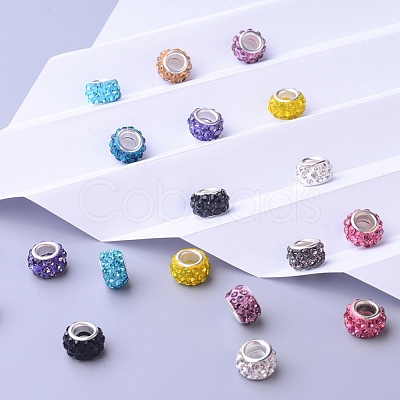 Polymer Clay Rhinestone European Beads CPDL-JP0001-01-1