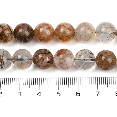Natural Black Gold Rutilated Quartz Beads Strands G-H093-B03-10mm-1