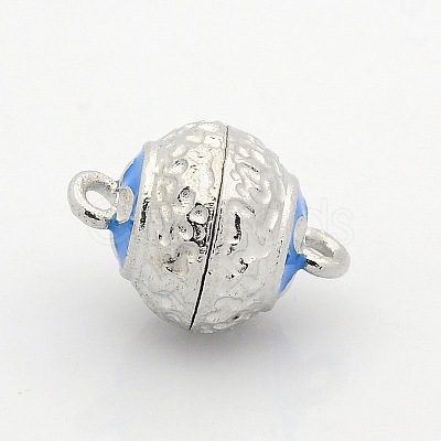 Round Platinum Plated Alloy Enamel Magnetic Clasps with Loops ENAM-P110-M-1