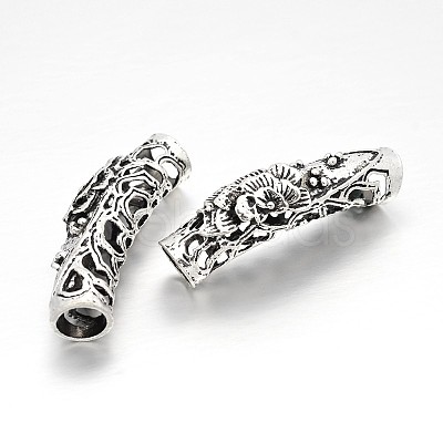 Tibetan Style Alloy Hollow Curved Tube Beads PALLOY-J577-04AS-1