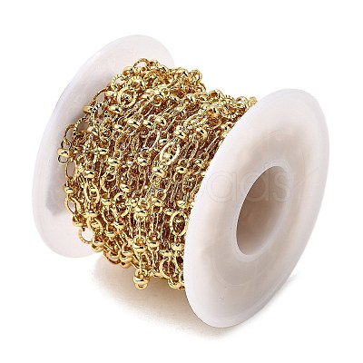 Brass Textured Oval Link Chains CHC-C014-15G-1