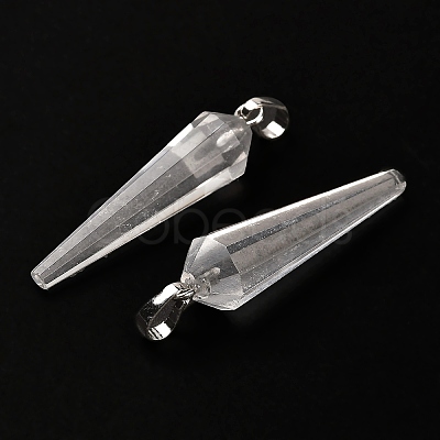 Natural Quartz Crystal Pointed Pendants G-D089-01P-07-1
