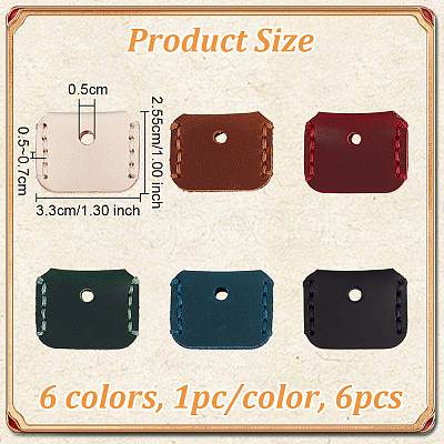 6Pcs 6 Colors Cowhide Nonslip Waterproof Reusable Key Sleeve FIND-OC0003-53-1