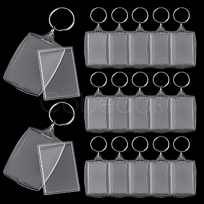 Plastic Badge Holder Keychain AJEW-WH0274-08P-1
