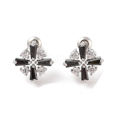 Rack Plating Brass Micro Pave Cubic Zirconia Stud Earrings EJEW-I304-05P-1