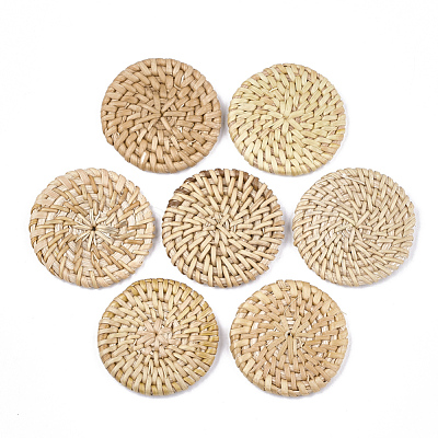 Handmade Reed Cane/Rattan Woven Beads WOVE-T006-128B-1