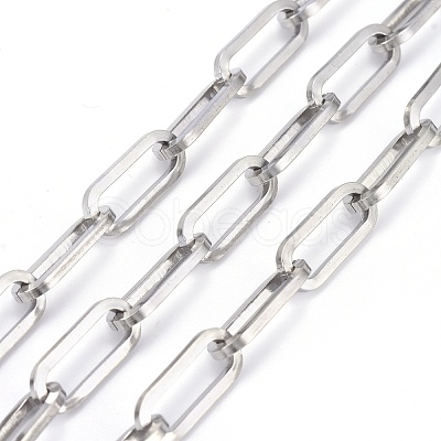 Tarnish Resistant 304 Stainless Steel Paperclip Chains CHS-F011-01B-P-1